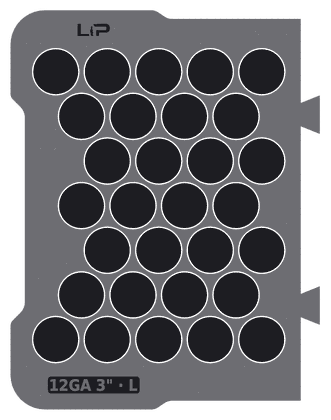 12GA 3" · L insert half, top view
