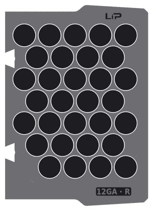 12GA · R insert half, top view