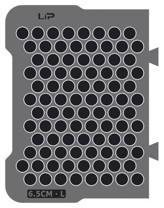 6.5CM · L insert half, top view