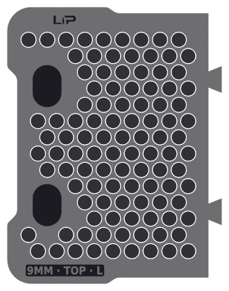 9MM · TOP · L insert half, top view