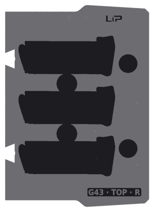 G43 · TOP · R insert half, top view